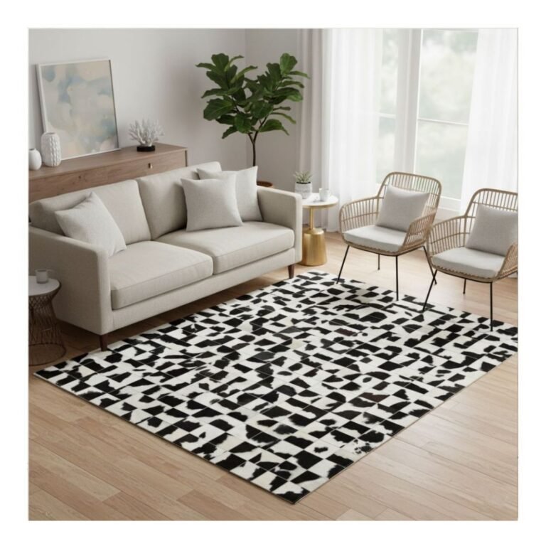 Tapete Couro 150x200 10A Preto/Branco