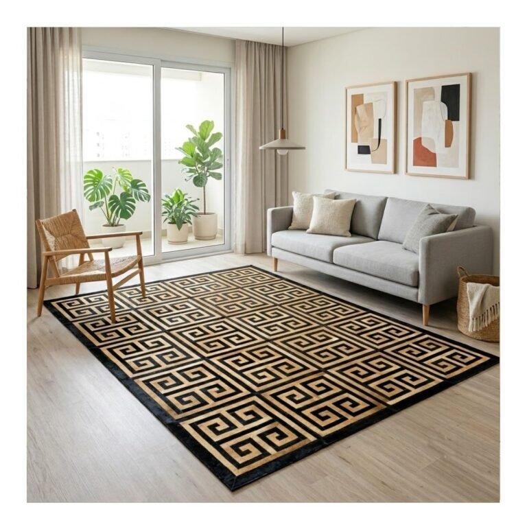 Tapete Couro 200x250 Bege/Preto/grego