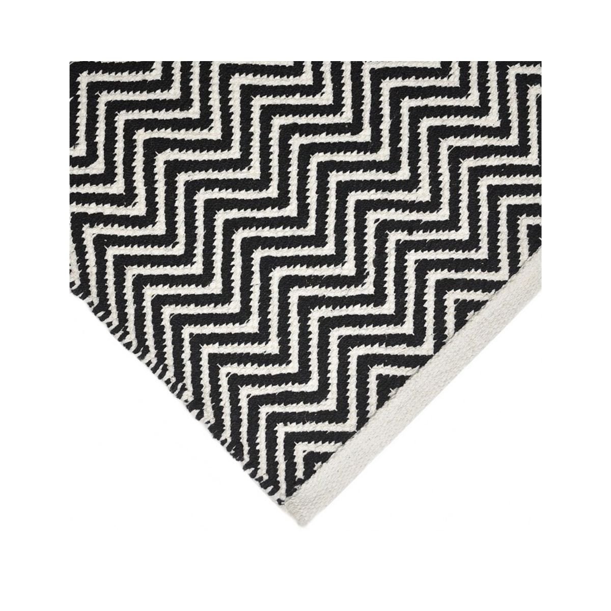 Tapete Kilim Cotton 100x150 CK01 black white - Imagem 3
