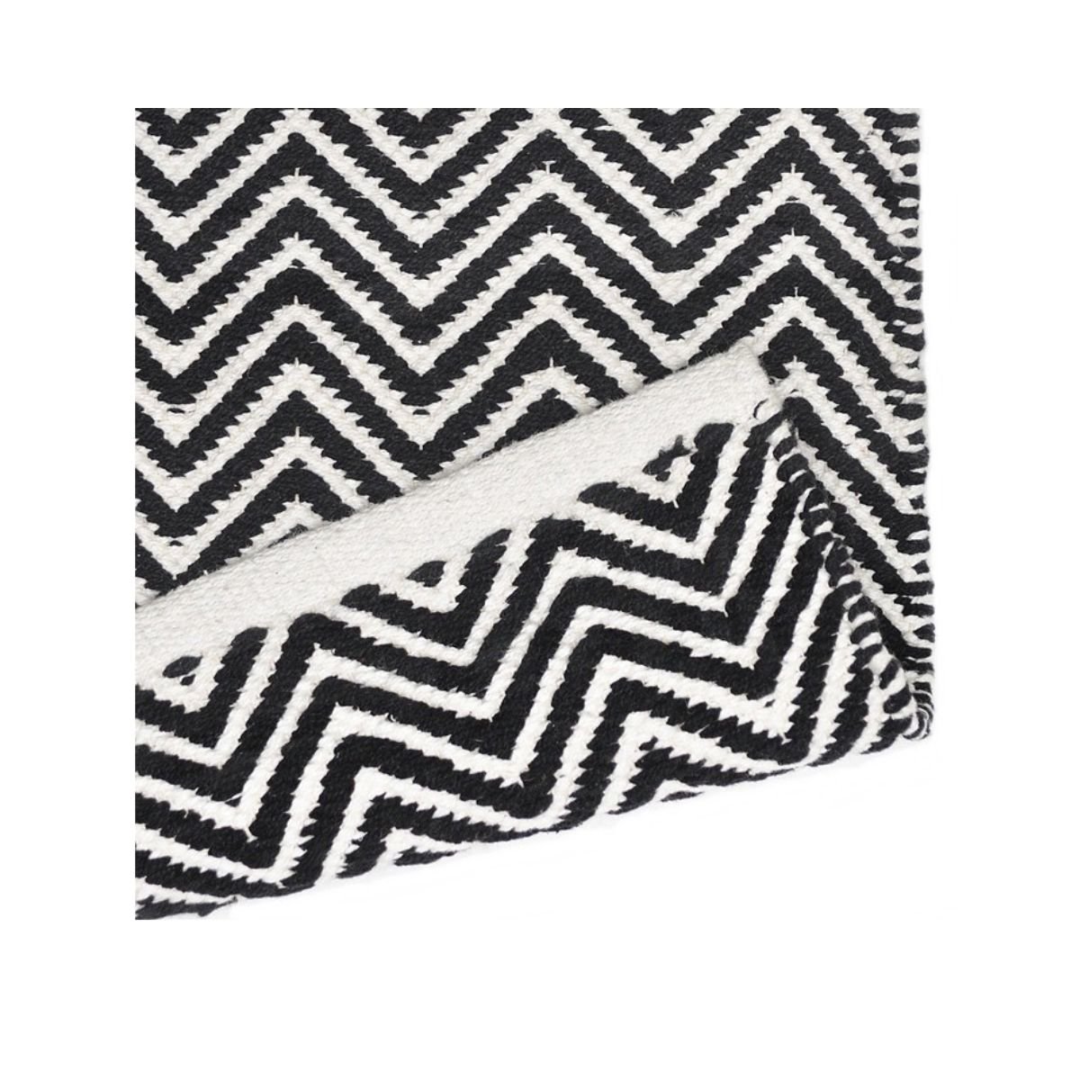 Tapete Kilim Cotton 100x150 CK01 black white - Imagem 4