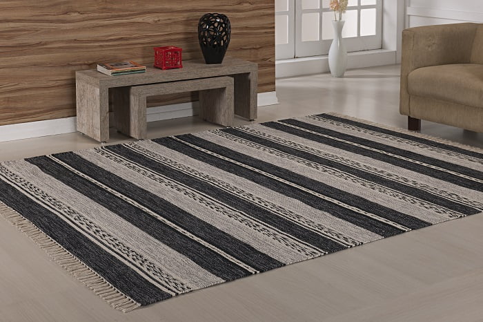 Tapete Kilim Raipur 140x200 Cinza Unico