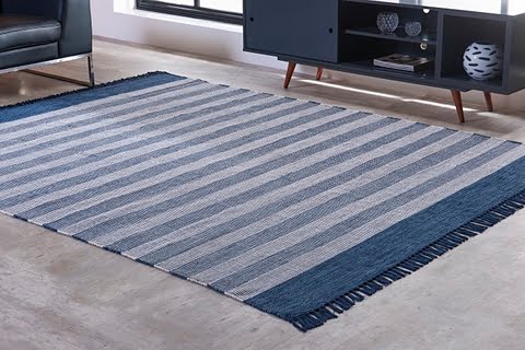 Tapete Kilim Mallani 200x250 Dupla Face Azul