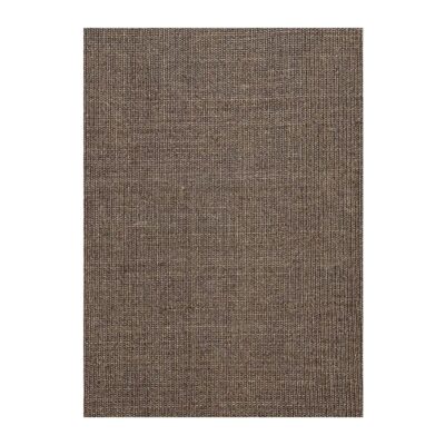 Tapete retangular marrom de textura tecida para decoração minimalista.