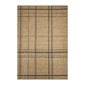 Tapete com padrão geométrico xadrez em tons terrosos.