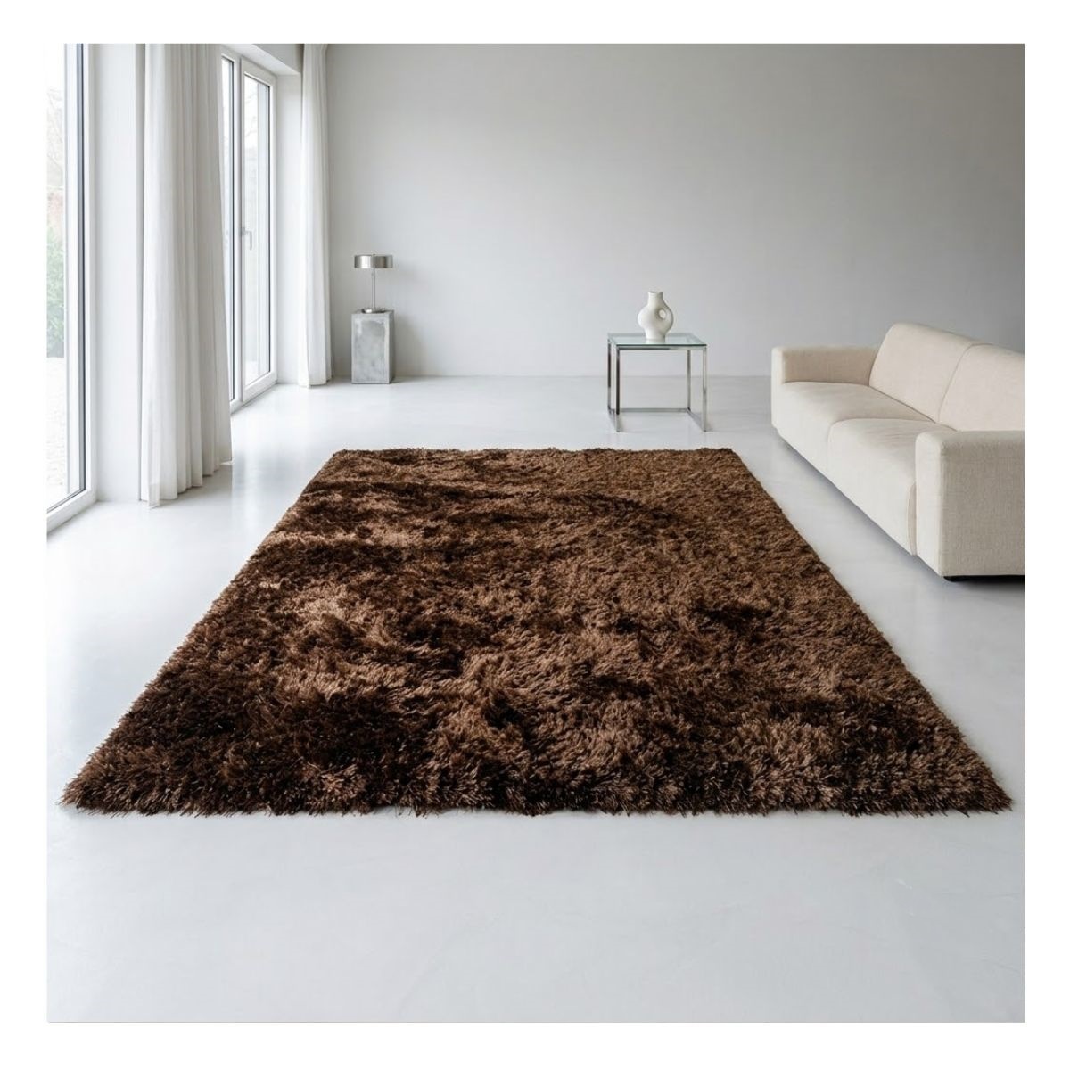 Tapete Yarn Silk Shaggy 250×350 Marrom