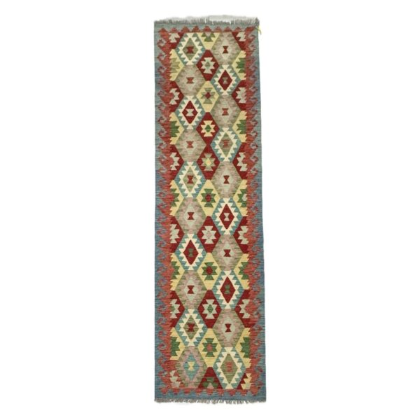 Tapete Corredor Kilim Artesanal Geometria Vibrante E Cor