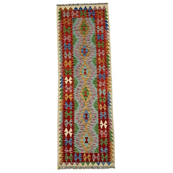 Tapete Kilim Vibrante Artesanato Com Geometria E Cores Vibrantes
