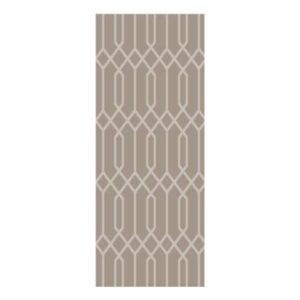 Tecido geométrico neutro com design de diamantes e hexágonos para decoração contemporânea.