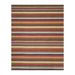 Tapete listrado multicolorido em tons terrosos com design contemporâneo.