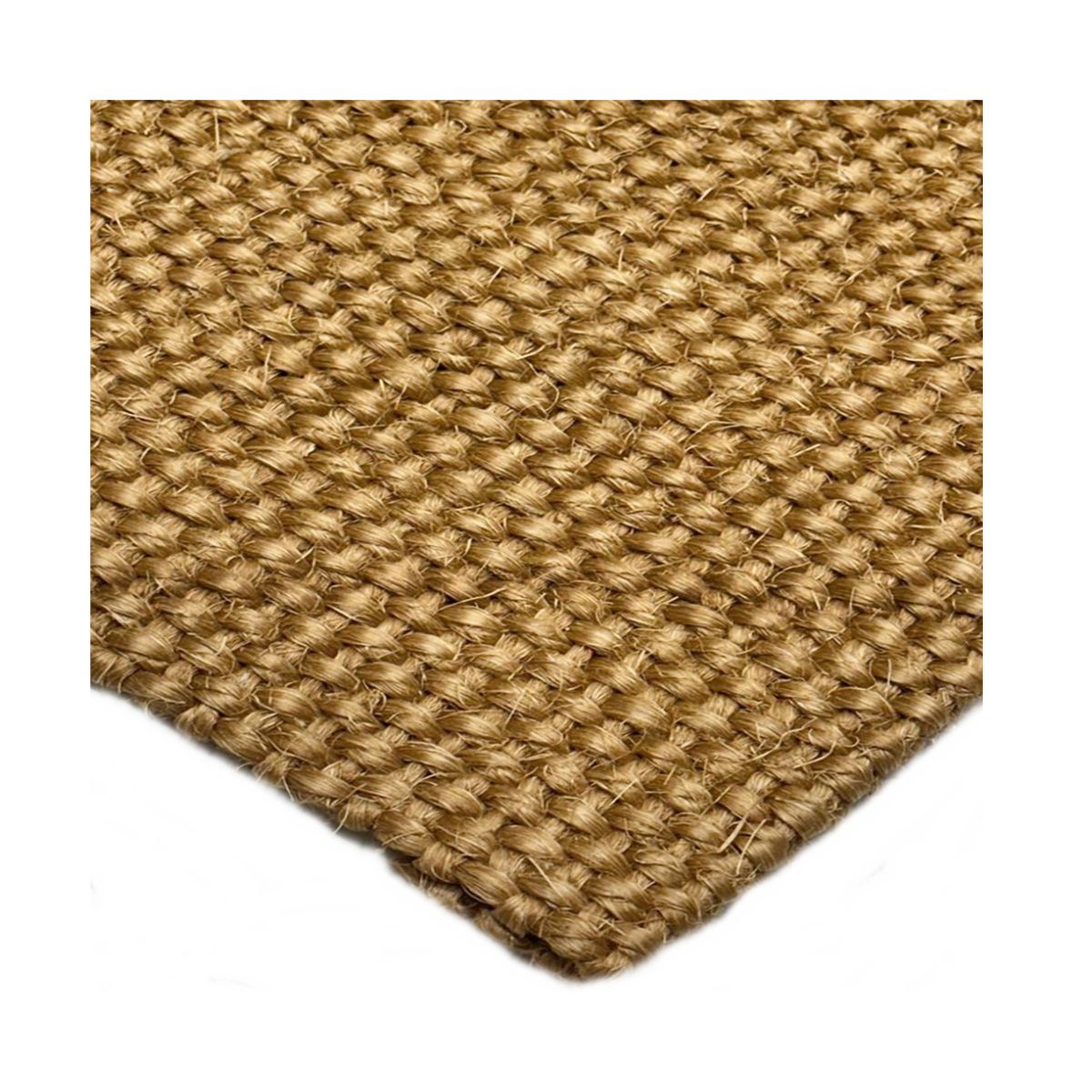 Tapete de fibra natural trançado à mão em tom dourado vivo.