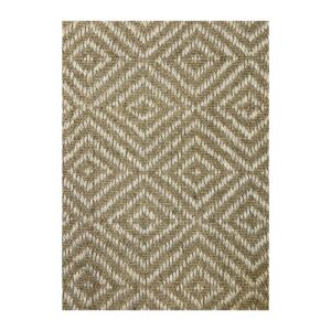 Tapete sisal com padrão geométrico diamante em tons neutros.