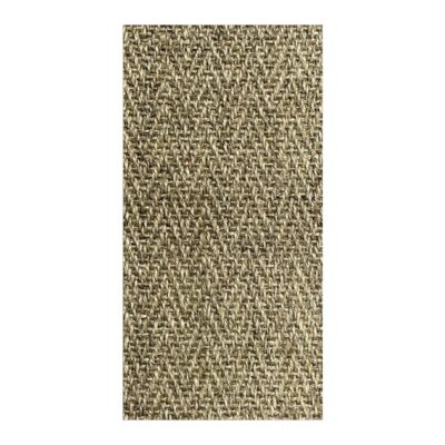 Tecido robusto em tons terrosos com padrão em espinha de peixe, ideal para moda e decoração.