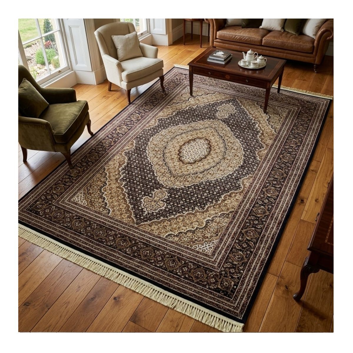 Tapete Alanya 200x250 Des01 Preto/Preto