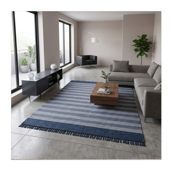 Tapete Kilim Mallani 200x300 Dupla Face Azul