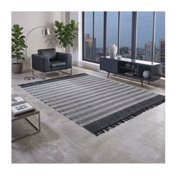 Tapete Kilim Mallani 200x250 Dupla Face Preto Unico