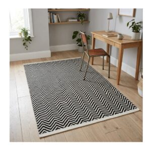 Tapete Kilim Cotton 150x200 CK01 Black White