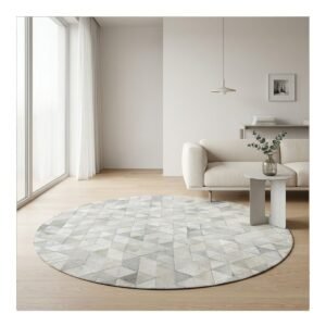 Tapete Couro 150 Redondo triangulo Off White