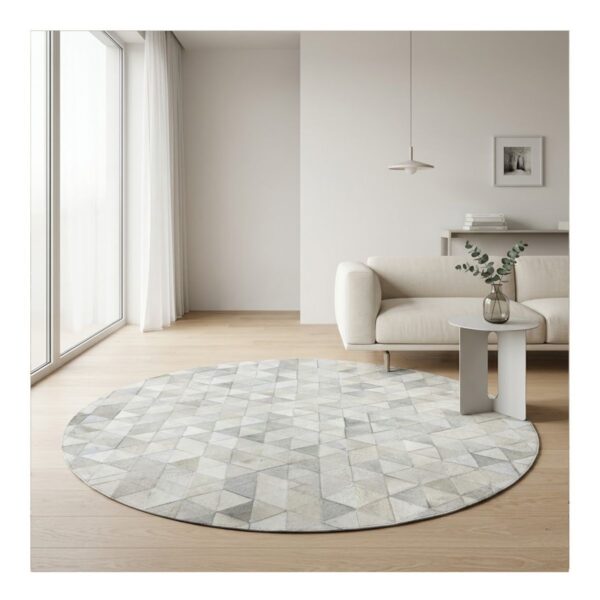 Tapete Couro 150 Redondo triangulo Off White