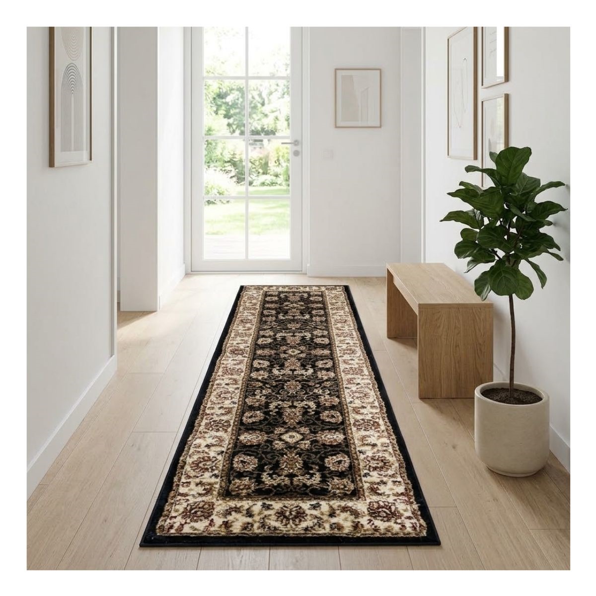 Tapete Mersin 60×200 01 Preto Bege